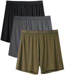 DAVID ARCHY Mens Boxers Soft Rayon Made from Bamboo Boxers for Men Pack Loose Underwear Cooling Mens Boxer Shorts(XXL,Olive Green/Black/Dark Gray)