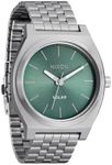 NIXON Time Teller Solar A1369 - Silver/Jade Sunray - 100m Water Resistant Men's Analog Solar Powered Fashion Watch (40.5mm Watch Face, 20mm 5 Link Stainless Steel Band), Silver / Jade Sunray, OSFM,