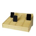 HengTianMei 48 Grid Wooden Desktop Storage Box Mobile Phone Management Storage Box Creative Desktop Office Meeting Finishing Grid Multi Cell Phone Rack Display