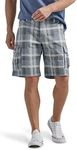 Lee Men's Extreme Motion Carolina Cargo Short, Basic Gray Plaid, 32