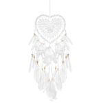 Dream Catcher,Lovely Heart Shape Dreamcatcher Handmade Lace Dream Catcher Feather Bead Wall Hanging Boho Woven Art Ornament Gift Craft Dreamcatcher Wind Chimes for Home Children Bedroom Decor