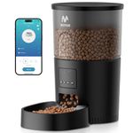 IMIPAW Automatic Cat Feeder, 5G WiFi Cat Food Dispenser with APP Remote Control, Pet Dry Food Smart Feeder, Programmable Timed Feeding, Dual Power Supply, 1-10 Meals Per Day, with Desiccant, 3L Black