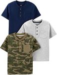 Simple Joys by Carter's Baby Boys' 3-Pack Short-Sleeve Tee Shirts, Green Camo/Grey Heather/Navy