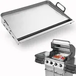 EUTRKei Griddle for Gas Grill, Flat Top Grill with Removable Grease Tray, 23" X 16" Stainless Steel Griddle, Stove Top Griddle for Gas/Charcoal Grill, for Camping Tailgating Parties