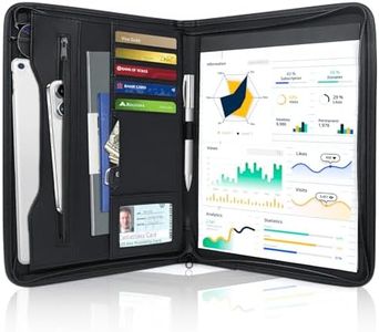 Portfolio Business for Men 10" x 13.5" Padfolio Folder with Zipper, Faux Leather Portfolio for Resume, Documents, Phone, Tablet, Business Supplies and Cards Notebook Organizer with 8.3" x 11.5"Notepad