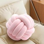 KUCCO Knot Plush Throw Pillow Ball Round Cushion Pillows, Kids Room Decoration Plush Toys Baby Photography Props Pink 27cm