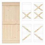 5-in-1 Design Solid Natural Pine Wood Barn Door, 30in Wide 84in High, Unfinished and Unassembled, with Pre-drilled Holes for Easy Assemble, Interior Only (Frameless)