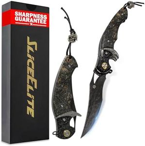 SliceElite Black Lotus Folding Knife VG10 Damascus Steel 89 Layer Blade Stabilized Maple Burl Wood Handle Compact Small Pocket Folding Knife for Everyday Use Gifting and Travel Carry