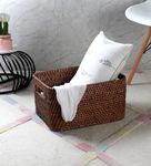 AKWAY Handmade Wicker Basket for Cloth, Storage Basket, Bin Organizer for Toiletry Cosmetic Towels Toys Bathroom Organizer Bamboo Wicker Basket (14 L x 11 W x 8 H, Brown)