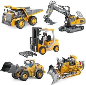 ADTHLIER 1:20 Remote Control Excavator (11-Channel), Dump Truck, Forklift,Bulldozer, Loader (9-Channel), 2.4GHz Construction Vehicles, Metal Construction, with Cool Lights and Sound Effects