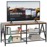 Katrawu TV Stand for TV up to 55 Inch, Long 43" TV Cabinet with 3-Tier Storage Shelves,Entertainment Center TV Console Table for Living Room with Industrial TV Metal Frame, Rustic Brown