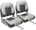 ERGOSEAT Elite Folding Boat Seat Low Back Boat Chair Fold-Down Fishing Boat Seats 2 Pack, Charcoal/Light Gray
