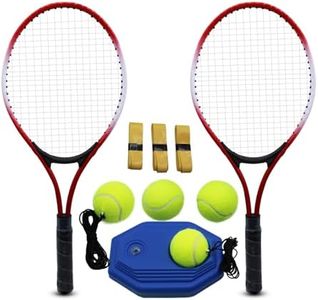 Magicorange Tennis Rackets for Kids 2 Players Recreational Tennis Racquet Set for Beginners and Professional with 4 Tennis Balls, 3 Overgrips, 1 Tennis Bag (Red)