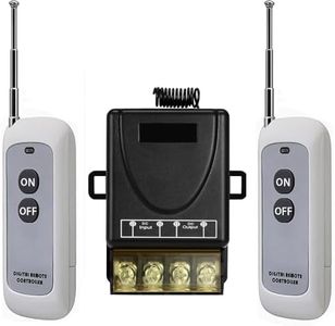 QOFOWIN DC 12V Remote control Switch,Wireless rf Low voltage 12V/24V/10A/20A/30A Remote relay Switch with 984FT long Range for motor, fan,lamp,lights,Anti-theft Alarms, Roller Lind Door,