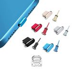 USB C Dust Plug Set, 5PCS Type C Port Plugs Anti Dust Cover Caps Charging Port Cover USB Type C Metal Dust Protector Stopper for Smartphone Laptop(Red, Silver, Green, Gold, Black)