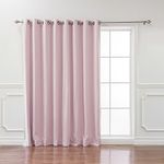 Best Home Fashion Wide Width Thermal Insulated Blackout Curtain - Antique Bronze Grommet Top - Light Pink - 100" W x 84" L - (1 Panel)