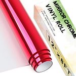 Chrome Mirror Permanent Vinyl Roll,12"x 8ft Red PET Self Adhesive Vinyl for Cricut, Silhouette Cameo, Red Vinyl Roll for Decor Sticker, Party Decoration