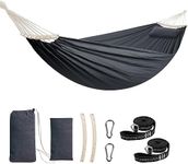 Chihee Cotton Hammock Large Soft Breathable Camping Hammock Holds Up to 660lbs Portable Tree Hammock with Detachable Spreader Bar Pillow 2 Strong Webbings 2 Carabiners Patio Garden Indoor Outdoor