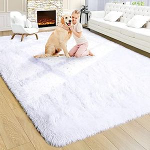 Noahas Fluffy White Rug for Living Room 8x10 Area Rugs,Thick Plush Shag Rug,Large Living Room Rugs,Big Fuzzy Carpet,Shaggy Rugs for Bedroom,Soft Comfy Kids Rugs Nursery Rug Living Room Decor