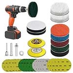 34 Pieces 3 Inch Car Headlight Restoration Kit, NAKOMD Headlight Cleaner with ¼” ⅛” Shanks, Backing Pads, Scouring Pads, Waterproof Sanding Discs, Wool Pads, Interface Cushion Pads