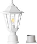 FUDESY Outdoor Post Light, Outdoor White Lamp Post Light Fixture with Pier Mount Base, Waterproof Pole Light Fixture with E26 Socket, Exterior Lamp Post Lantern for Garden Yard Patio Pathway