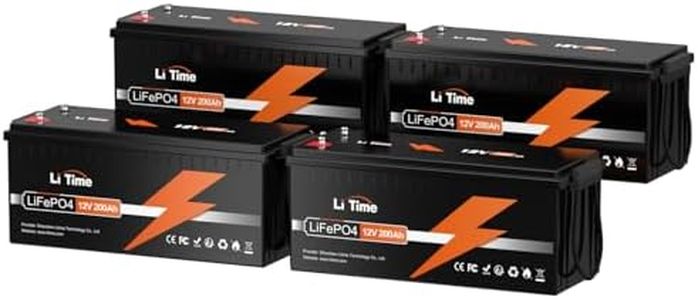 LiTime 4Pcs 12V 200Ah LiFePO4 Lithium Battery, Built-in 100A BMS, Max. 2560Wh Energy, 10 Year Lifespan, Up to 15000 Cycles, Perfect for RV, Solar, Boat, Trolling Motor, Off-Grid, Home Energy Storage