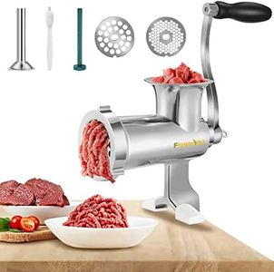 Flyseago Meat Grinder Manual Stainless Steel Food Grinding Machine Sausage Stuffer Hand Cranked Filler Mincer Chopper for Home Use Ground Beef Vegetables Processor Dish Washer Safe (#10)