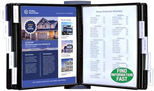 Ultimate Office AdjustaView 10-Pocket Wall Reference Organizer with Easy-Load Pockets and Mounting Screws, Black Pockets