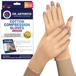 Doctor Developed Arthritis Gloves - Cotton Fingerless Compression Gloves - Hand Compression Gloves for Arthritis Relief - Compression Gloves for Women/Men, With Doctor Handbook (Nude, L)