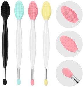 Unaone Lip Scrub Brush - 4 PCS Dual-ended Lip Scrubber Exfoliator and Silicone Lip Brush, 2-in-1 Silicone Lip Scrub Tool Lip Mask Applicator, Gentle Exfoliator & Applicator for Soft