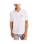 Nautica Men's Short Sleeve Solid Stretch Cotton Pique Polo Shirt, Bright White, XL