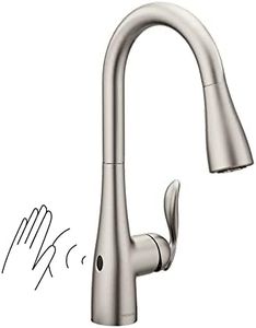 Moen 7594EWSRS Arbor Motionsense Wave Sensor Touchless One-Handle Kitchen-Sink-faucets, Pack of 1, Stainless