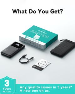 INIU 10000mAh Slim Power Bank – 22.5W PD Fast Charging USB-C Portable Charger