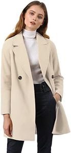 Allegra K Women's Notched Lapel Double Breasted Raglan Winter Coats Cream White Small