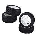 4 PCS RC Car Tires, 1/10 RC Truck Rubber Tire Wheel Tyre Accessories for Racing Buggy Crawler Car (White)