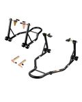 VEVOR Motorcycle Stand Lift, 1100lbs Capacity Front Rear Combo Stand Lift, Front Wheel Dual-Fork Stand, Rear U+L Fork Swingarm Spool Stand, for Most Yamaha Honda Kawasaki Suzuki Motorcycles, Black