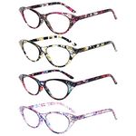 Reading Glasses 4 Pack, OWN4B Vintage Fashion Designer Cat Eye Rhinestones Readers Eyeglasses Readingglasses for Women Men Unisex (4 Pack Mix Color, 4.0)