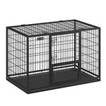 Feandrea Heavy-Duty Dog Crate, Dog Cage, 122 x 74.5 x 80.5 cm, for Medium and Large Dogs, Double Removable Door, Easy Cleaning, Pet Cage, XXL, Black PPD003B01