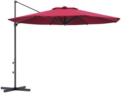Outsunny 10 FT Cantilever Patio Umbrella, Round Hanging Offset Umbrella with 360°Rotation, Crank, Tilt, Cross Base, 8 Ribs, Air Vent, Outdoor Umbrella for Garden, Backyard, Red