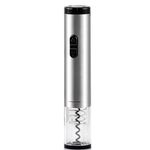 OVENTE Electric Wine Bottle Opener with Foil Wine Cutter, 4 AA Battery Operated Corkscrews for Wine Bottles - One Touch Operation w/LED, Compact & Portable Perfect for Travel, Stainless Steel WO1381S