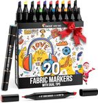 Zenacolor 20 Fabric Markers with Dual Tip - Unique Colors for Fabric Markers for Clothes - Fine Point Tips and Chisel Point Fabric Paint Markers for Multiple Effects