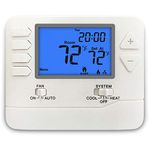 ELECTECK Digital 5-1-1 Day Programmable Thermostat with Large LCD Display, Compatible with Multi-Stage Electrical and Gas Systems, Up to 2 Heat/2 Cool, White