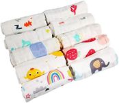 LEADSTAR Baby Muslin Washcloths, 10 PCS Baby Towels Reusable Baby Cotton Squares Face Shower Bath Towel Soft Baby Wiping Bathing Feeding Towel for Newborn Baby Gift
