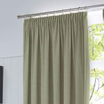 Fusion Green Pencil Pleat Curtains, Blackout Curtains W90 x L54" (228 x 137cm) for Living Room and Bedroom, Thermal Curtains, Vintage Green Curtains, Dijon