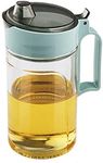 TENTA Kitchen Olive Oil Vinegar Syrups Bottle Dispenser Cruet - 650ml(22Oz) Oil Bottle Glass with No Drip Plastic Bottle Spout and Protective Cap (Green)