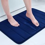 Colorxy Memory Foam Bath Mat - Soft and Comfortable Bathroom Rugs Non Slip Water Absorbent Carpet Bath Rug Runner for Kitchen Bathroom Floors 17"x24", Navy Blue