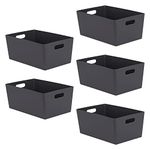 Niftii 5-Pack Plastic Storage Baskets with Sturdy Handles | Lightweight & Durable Design | Ideal for Kitchen, Bathroom, and Cleaning Organisation (3.9L Capacity) | 17 x 25 x 11cm