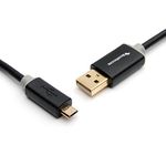 BlueRigger Premium Micro USB Cable for Smartphones, Tablets and other devices (6 Feet, Black) - Slimfit and Metal connector for long term reliability