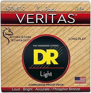 DR Strings Veritas Coated Core Technology Acoustic Guitar Strings, Light 12-54, 3-Pack (VTA-12-3PK)