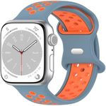 Pailebi Sport Bands Compatible with Apple Watch SE iWatch Series 8/7 / 6/5 / 4/3 / 2/1 for Women Men, Soft Silicone Waterproof Breathable Replacement Quick Release (42MM/44MM/45MM/49MM, Blue/Orange)